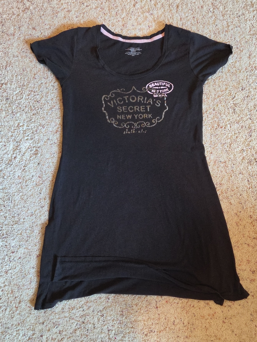 Victoria's Secret Black Night Tee with Pink Trim